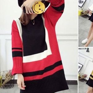 Color Black Red Black White Sweater. NWOT